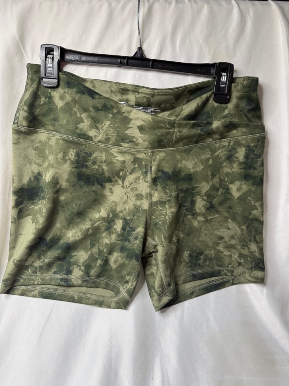 Avia Olive Green Floral-Print Bike Shorts